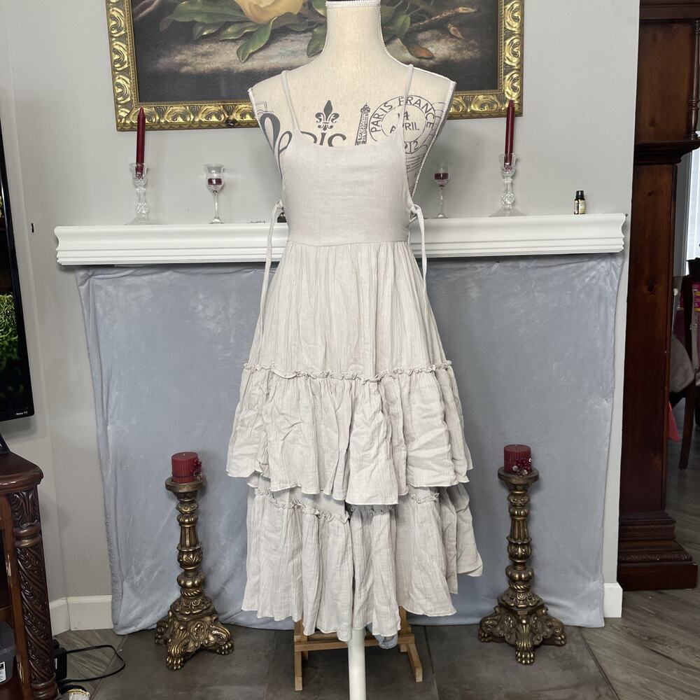 Indie Blue Boho Tiered Ruffle Prairie Cottagecore Dress Size XS NO SIZE TAG